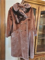 Brazotta brown faux fur vintage ladies swing coat