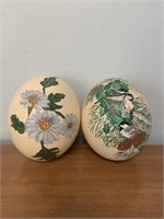 Pair of hand painted ostrich eggs