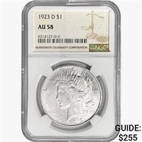 1923-D Silver Peace Dollar NGC AU58