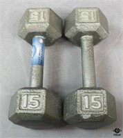 CAP Strength 15 lb  Cast Iron HEX Dumbbells / 2 pc