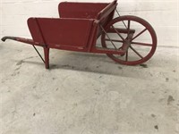 Antique Red Painted Primitive Wheelbarrow