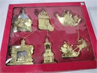 6 brass tree ornaments