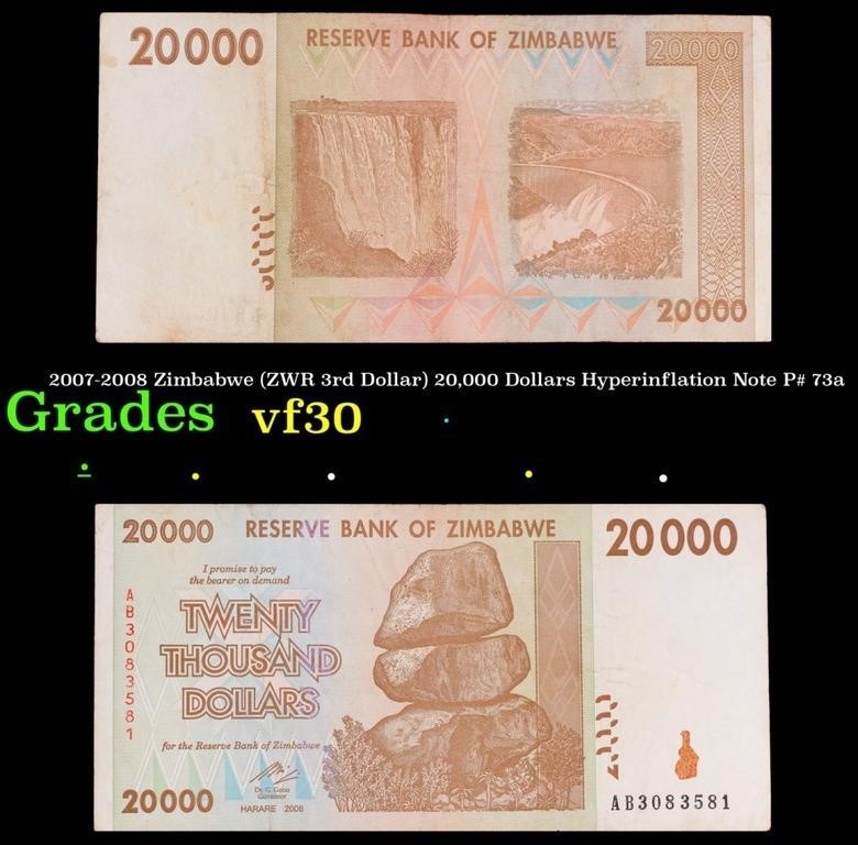 2007-2008 Zimbabwe (ZWR 3rd Dollar) 20,000 Dollars