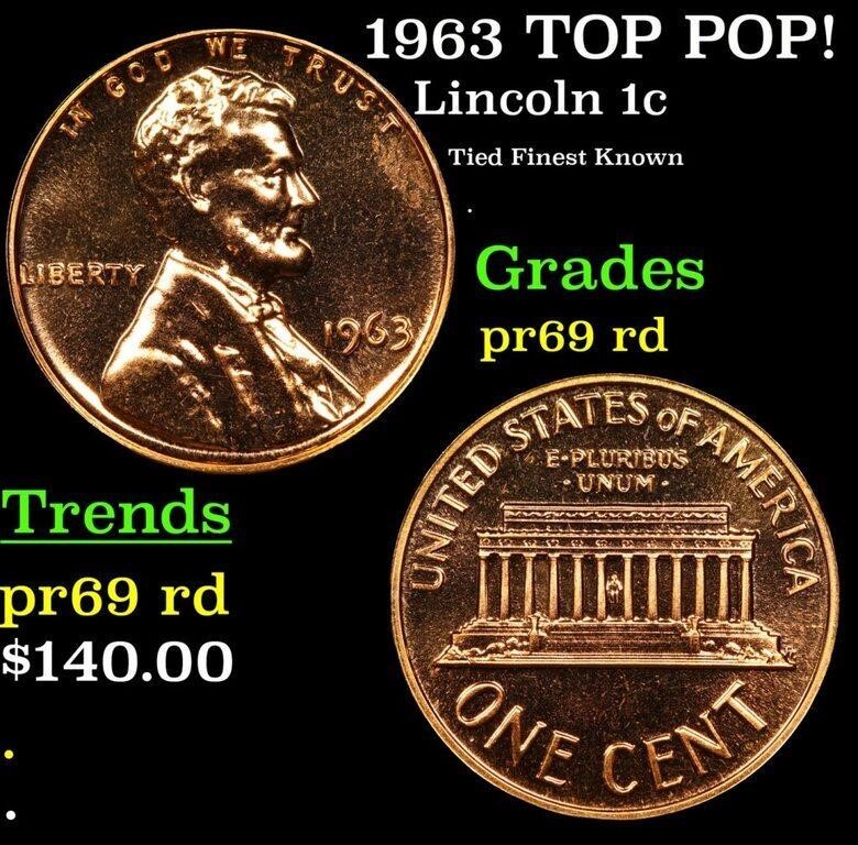 Proof 1963 Lincoln Cent TOP POP! 1c Graded Gem++ P