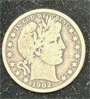 Silver 1902-S Barber Half Dollar