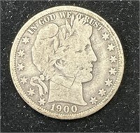 Silver 1900-S Barber Half Dollar