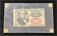1874 25 Cent Red Seal Fractional Currency Note
