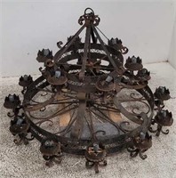 Large wrought iron Spanish-style chandelier