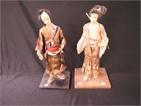 Two vintage Japanese Samurai with swords, both