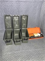 Gun cleaning kit and three ammo boxes (at318b)