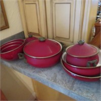 Set of Maroon Metal Cookware