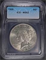 1935 PEACE DOLLAR ICG MS-62