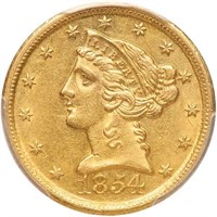 $5 1854-D LARGE D. PCGS AU58