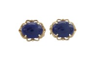 Vintage lapis lazuli & 14ct yellow gold earrings