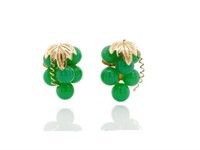 Jade & gold "bunch of grapes"  stud earrings