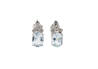 Aquamarine & 9ct white gold stud earrings
