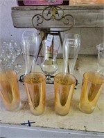 Wine glass holder &assortment of glasses