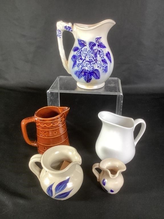 Collection of Pottery Milk & Cream Pitchers