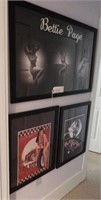 Bettie Page large nude black and white framed