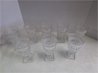 Set of 8 square footed water & wine goblets