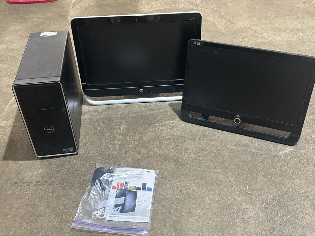 Dell Computer & (2) monitors