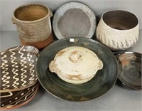 8 pieces of studio pottery including platter,
