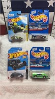 4 Hot Wheels Cars on the cards