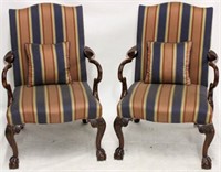 2 High quality Chippendale carved lolling chairs