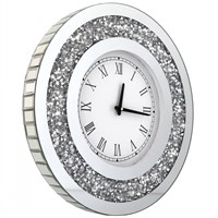 DMDFIRST Silver Round Mirror Clock 20x20inches Cry