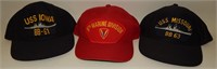 3 Military Baseball Caps Hats USS Missouri Iowa