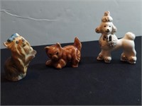 3pc Porcelain & Ceramic Dog Figures Pekingese &