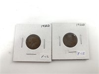 Two 1922 D wheat cents