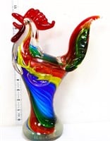 10in art glass rooster