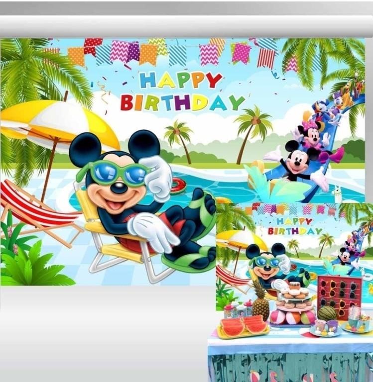 New Mickey Mouse Pool Party Backdrop Summer
