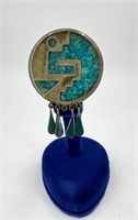 Taxco Mexico Sterling Silver Turquoise Brooch