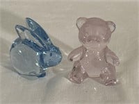 Oneida glass rabbit & teddy bear