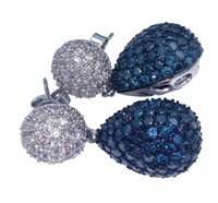 14k white gold blue diamond earrings
