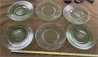 6 - Green Depression Salad Plates