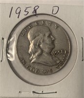 1958 D Franklin Half Dollar