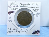 1864 Two Cent Piece, Large Motto Double Die