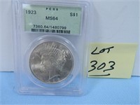1923 Peace Silver Dollar, PCGS Certified, MS-64