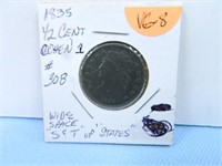1835 Liberty Head Half Cent, COHE 1, Wide Space