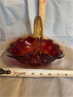 Amber / red six inch glass basket.