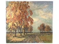 Rena A. Hostetler Oil on Canvas Fall Landscape
