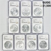 (10) 2021 TY2 American Silver Eagles NGC - MS70