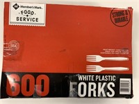 600 Pack White Plastic Forks