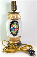 Vintage Hand Painted Porcelain  Lamp (No Shade)