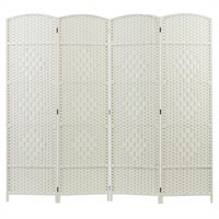 MyGift 4-Panel Dual-Hinged Freestanding Woven