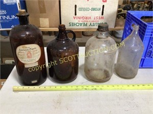 4 vintage large bottles/jug, Warner Co. Lactated