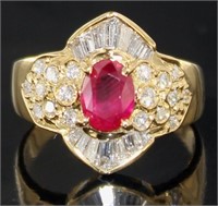 Platinum 1.96 ct GIA Ruby & Diamond Ring